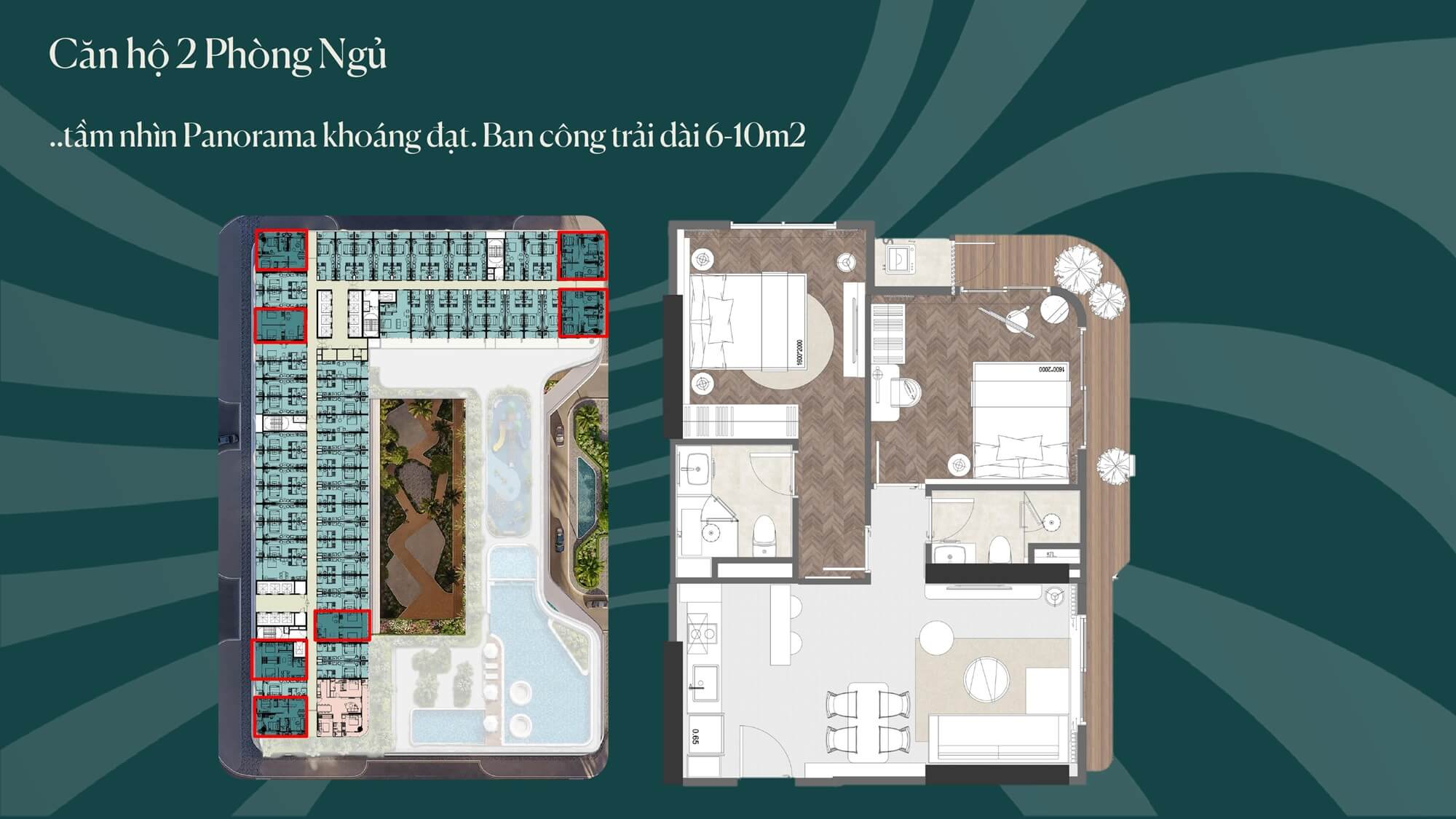 Căn hộ 2 phòng ngủ Prima Bay